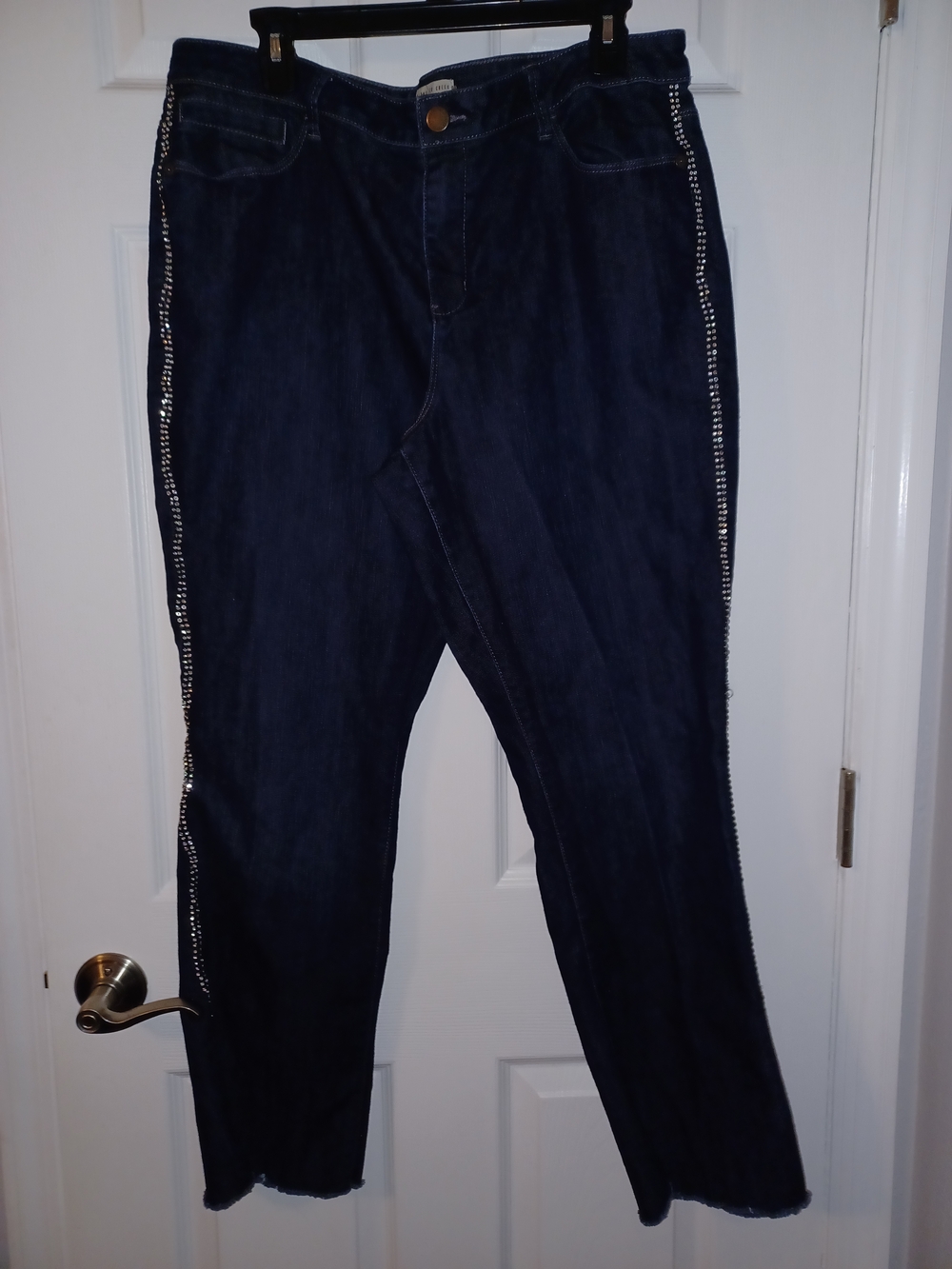 Coldwater Creek Dark Blue Women's Jeans with Side Rhinestone Trim